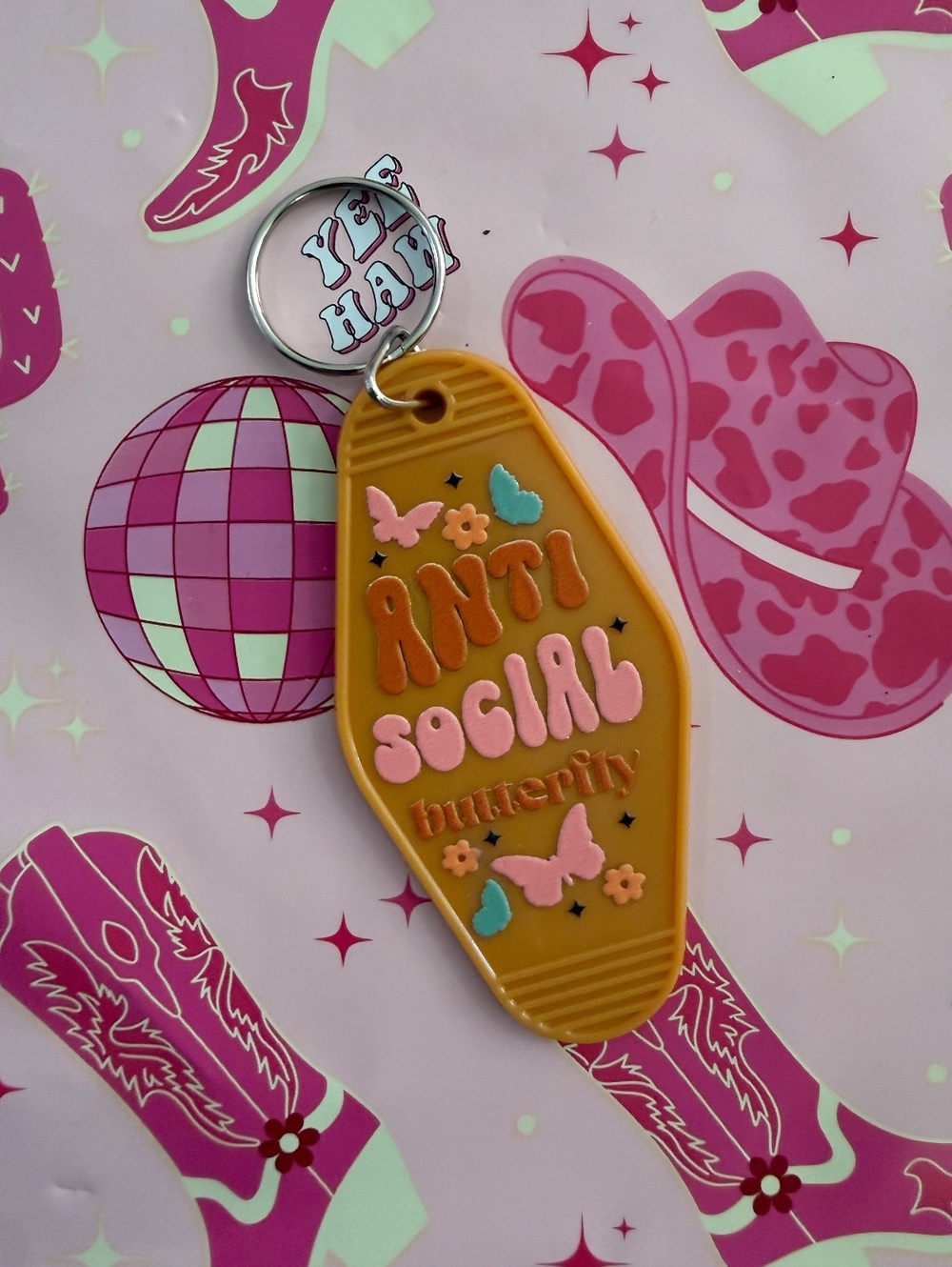 “Anti-Social Butterfly” 🦋 Vintage Hotel Room Inspired Keychain